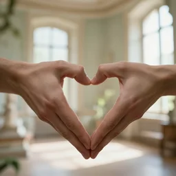 atmospheric beautiful men's hands folded heart in a bright spring room, wrote renaissance michelangelo