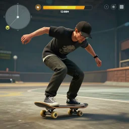 walter white skating in Skater XL, gameplay screenshot, 4k, game atmosphere