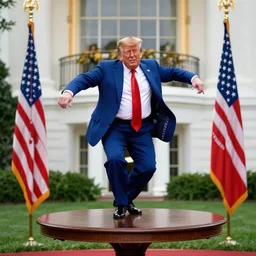 ! dream donald trump dancing on a table in the white house