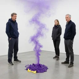 artwork by pierre huyghe and paul thek with wax melting, purple smoke, sigma, 8 k, 3 5 mm, f / 3 2