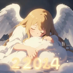 pawing at this soft unconscious, angel numbers, angelic lighting, in the style of anime