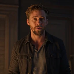 ryan gosling in a still from animated horror movie, animated movie shot, extremly high quality, uhd, 4 k, cinematic lighting