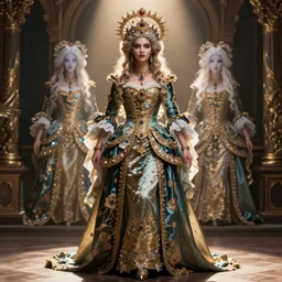 hyper realistic photo of baroque oriental luxury fashion queen ghost full body, symmetric, rule of thirds, cinematic, artstation, cgsociety, greg rutkowski, james gurney brom