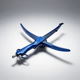 sapphire blue crossbow, studio product photography, isolated on a pure white background, centered, entire object in frame, sharp focus, soft studio lighting