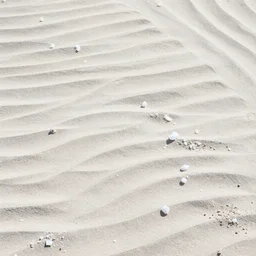 white crystals sticking out of the rippling sand, very clean, detailed ground terrain albedo texture, flat, 2 d texture, seamless