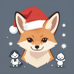fennec fox wearing a christmashat on their head, clean cel shaded vector art. shutterstock. behance hd by lois van baarle, artgerm, helen huang, by makoto shinkai and ilya kuvshinov, rossdraws, illustration