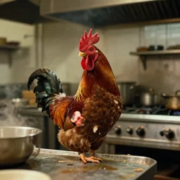 film still of a rooster working in a chinese restaurant kitchen in farm movie