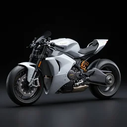 Product shot of a Mass effect futuristic modern motorcycle designed by Lamborghini in a photo studio on black background, hard surface modeling, octane, Giorgetto Giugiaro, trending on artstation, 3d model, 8k