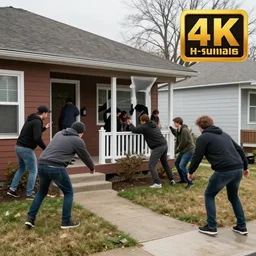 homeless people invading people's house in the neighborhood, 4k