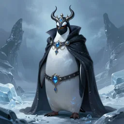 anthropomorphic evil penguin warlock, dark magical clothes, icy landscape, portrait, dnd, mystical, character, fantasy, intricate, elegant, digital painting, artstation, concept art, smooth, 8 k frostbite 3 engine, ultra detailed, art by artgerm and greg rutkowski and magali villeneuve