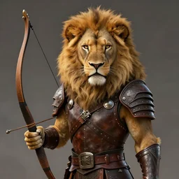 an albino anthro lion holding a bow,dressed in leather armor,art by artgerm,photorealistic,highly detailed,8k,artstation,deviantart,detailed face