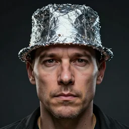 hyperrealistic mixed media image of info wars alex jones wearing tin foil hat, stunning 3 d render inspired art by xiang duan and thomas eakes and greg rutkowski, perfect facial symmetry, hyper realistic texture, realistic, highly detailed attributes and atmosphere, dim volumetric cinematic lighting, 8 k octane detailed render, post - processing, masterpiece,