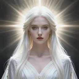 goddess, pale, holy, gorgeous, white dress, symmetrical face, high fantasy, concept art, Disco Elysium