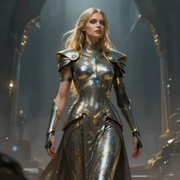 armless handless woman, ruler of a modern technocratic empire, full - body, concept art, digital illustration, detailed, artstation