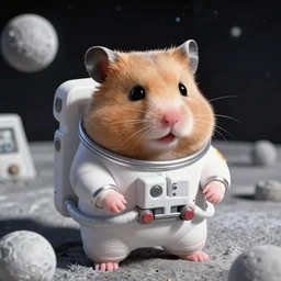 the first hamster on the moon, antropomorphic, wearing an astronaut suit, screenshot from pixar, screenshot from disney