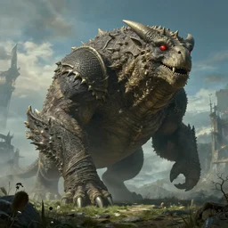 highly detailed elden ring portrait photo of a huge mumakil - torterra in a scenic dystopian environment, hyperrealistic illustration by william didier - pouget