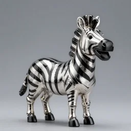 masterful 1 6 0 0 s silver and ebony figurine of a victorious happy zebra.