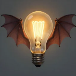 an incandescent lightbulb creature with bat wings, digital painting, artstation, concept art, matte, sharp focus, illustration, surreal dream like
