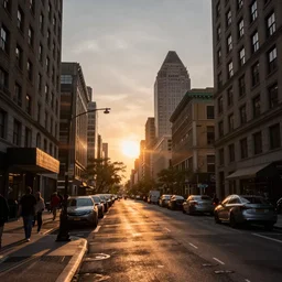 sunrise on a manhattan street