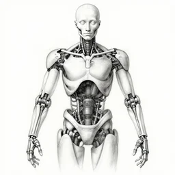 half human half organic robot anatomy sketch by Leonardo da Vinci, sketchbook, highly detailed, symmetrical