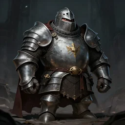 big chungus wearing medieval suit of armor, illustration, concept art, art by wlop, dark, moody, dramatic