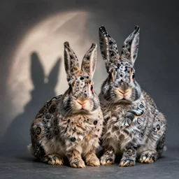 rabbits with corpse paint, studio photography