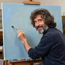 Picture of Bob Ross painting reality in his canvas, HD