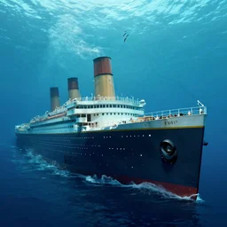 alien ship rescuing the Titanic from the bottom of the sea