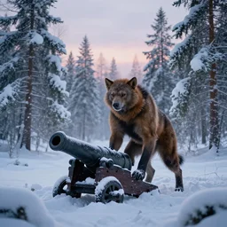 berserker wolverine in a lapland cannon snow covered trees volymetric light ethereal dusk by noah bradley and john howe