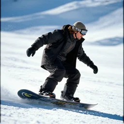 photograph of sauron snowboarding, taken with Minolta X700 with Minolta MC Rokkor-PF 55mm f/1.7 Prime Lens