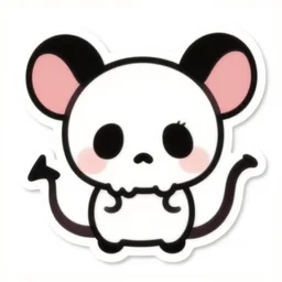 die cut sticker, cute demonic rat skull, kawaii, joyfull, clean cut