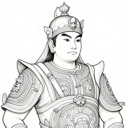 4 k detailed and intricate linework portrait of the the warlord of majapahit indonesia wearing tanjak, an ultrafine illustration by kim jung gi, irakli nadar, bright colors, 3 d rendered, global illumination, radiant light