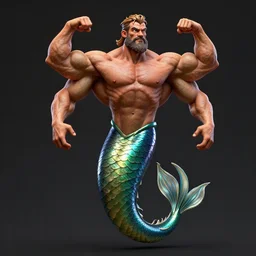mermaid bodybuilder, 4 k, trending on artstation, artstationhd, artstationhq, octane render, super detail