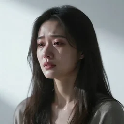 a wonderful realistic portrait of a lonely woman who is crying, accent white lighting, dramatic light, octane render
