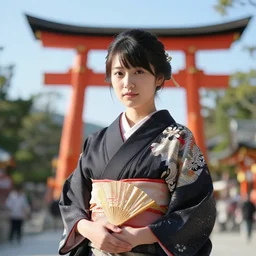 face photo of a japanese shrine maiden, young beautiful woman, award winning photo, stunning scenery, high definition, 8 k, dynamic lighting