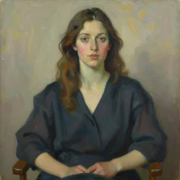 a painting of a gorgeous woman looking toward the camera, in the style of alvar aalto, digital art