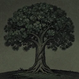 tree of life, yggdrasil, moody lighting, by moebius, by laurie lipton