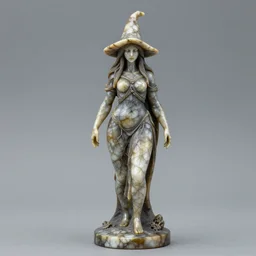 a witch statue made in feldspar showing her veins along her body, realistic high level of quality and detail, 8 k