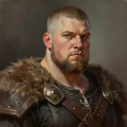 a _ fantasy _ style _ portrait _ painting _ of chubby white barbarian male very short hair short stubble, brown hair, rpg dnd oil _ painting _ unreal _ 5 _ daz. _ rpg _ portrait _ extremely _ detailed _ artgerm _ greg _ rutkowski _ greg