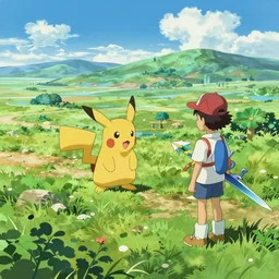 vintage ghibli pokemon sword and shield matte painting landscape