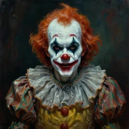 fantasy painting of a clown by the blair witch project | horror themed | creepy