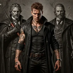 simon quarterman, thief, underworld boss, tattoos, crime, dungeons and dragons, fame of thrones masterpiece by edgar maxence and ross tran and michael whelan, gustav dore, 8 k, octane render