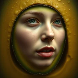 portrait of emma watsons face on an avocado, by giuseppe arcimboldo and paul barson and annie leibovitz and faith yata and artgerm and alphonse mucha, photorealistic, f 1. 8, soft lightning, high detail, 8 k