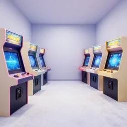 beautiful fuzzy photograph of an empty liminal videogame arcade