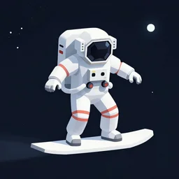 a cosmonaut surfing in space, low polygons style