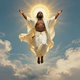 kanye west ascending into heaven, holy, digital art, high quality, high resolution