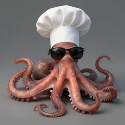 cephalopod with a chef hat and sunglasses, realistic, art station, greg rutkowski