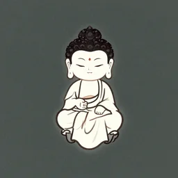 a chibi buddha floating in the air, minimalist anime drawing in the style of ancient china.