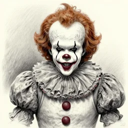 pennywise as the the joker, realistic pencil and ink