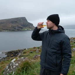 a man on the island of skye drinking whisky